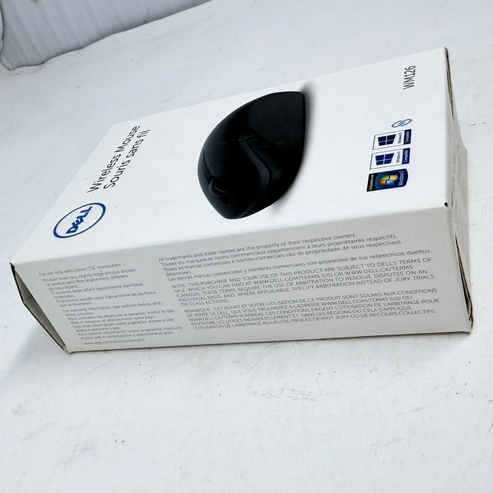 Dell WM126 Wireless Optical Mouse Black 2.4GHz USB Receiver NNP0G Laptop PC CIB